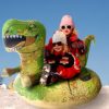 FindUWill Inflatable Dinosaur Snow Tube, Reinforced Handles & Double Layer Bottom Sled, Animal Snow Sledding for Kids and Adults (Dinosaur)