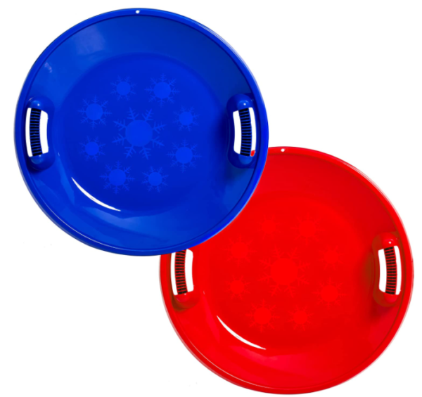 JOYIN 25” Snow Sled Disc, 2 Pack Heavy Duty Durable Plastic Round Sled