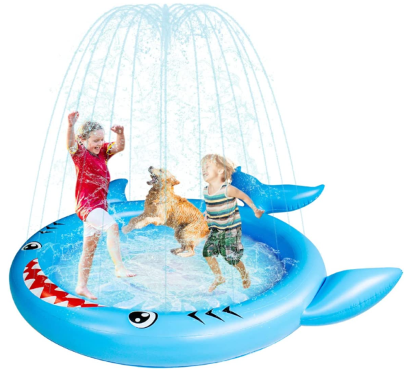 backyard shark splash pad